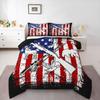 Erosebridal Teen Boys Hunting Fishing Bedding Sets for Men Full Grunge American Flag Comforter Wild Animal Bass Fish Duck Deer Bear Comforter Set Red Blue Black White Quilt Duvet Insert 3 Pcs view 1