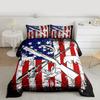 Erosebridal Teen Boys Hunting Fishing Bedding Sets for Men Full Grunge American Flag Comforter Wild Animal Bass Fish Duck Deer Bear Comforter Set Red Blue Black White Quilt Duvet Insert 3 Pcs view 2