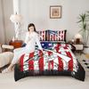 Erosebridal Teen Boys Hunting Fishing Bedding Sets for Men Full Grunge American Flag Comforter Wild Animal Bass Fish Duck Deer Bear Comforter Set Red Blue Black White Quilt Duvet Insert 3 Pcs view 4