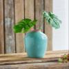 A&B Home Decorative Blue Ceramic Flower Vase, Home Decor Accent with Round Design, for Living Room Kitchen Entryway Tabletop Countertop Mantel, 9" x 9" x 13" view 4
