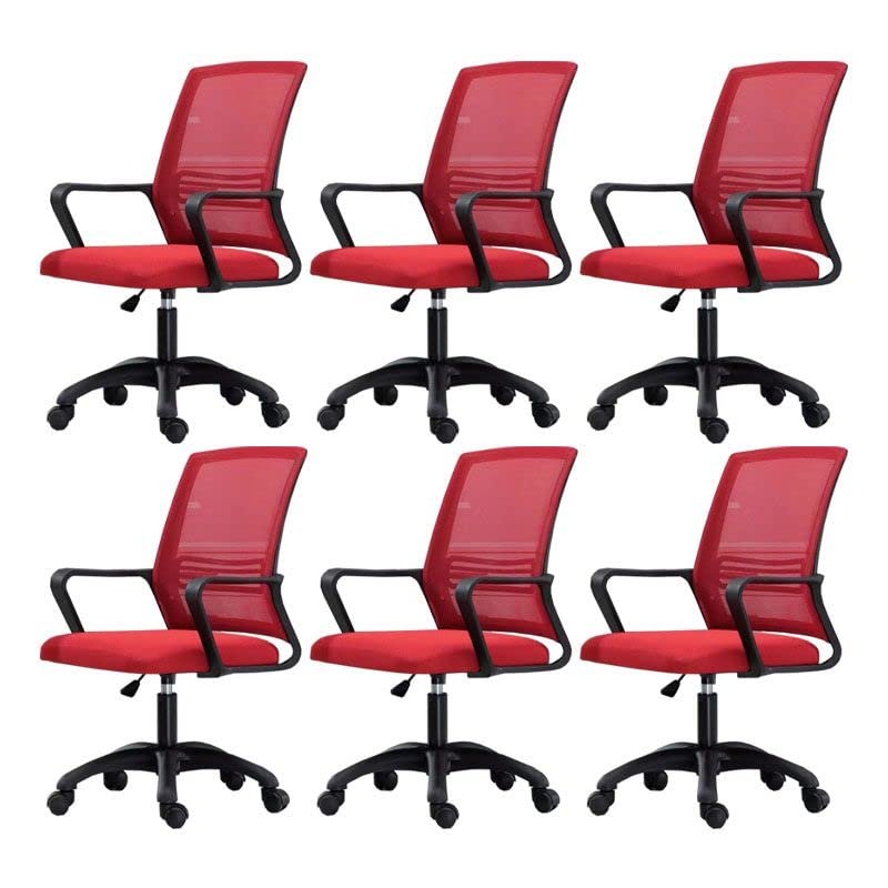 CraftThink Ergonomic Office Chair, Swivel Rolling Home Office Desk Computer Chair Reclining High Back Mesh Chair Gaming Chair with Lumbar Support, Tilt Available, Red& Black 6 Pieces Set