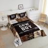 Boys Western Bull Skull Bedding Sets Brown Southwestern Boho Aztec Twin Comforter Set for Men Tribal Arrows Cowboy Quilt Comforter Wild West Longhorn Cattle Quilt Duvet Western Room Decor 2 Pcs view 3