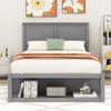 Full Size Bed Frame with Headboard and Drawers, Wood Full Bed Frame with Storage, Platform Bed Frame Full with Shelf on The End of The Bed,No Box Spring Needed (Gray) view 3