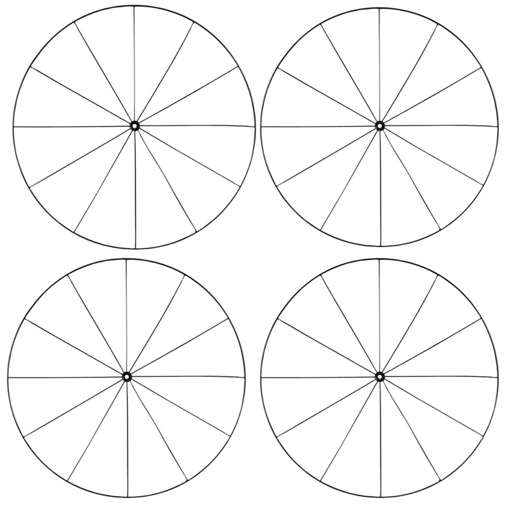 KRE Floral Garden Bicycle Wheel Metal Wire Wreath Rings 14 Inches Black Lightweight Round DIY Arts Craft Material Supplies Decor Making Centerpieces Floral Bouquet Decoration Pack of 4 with Bonus Thui