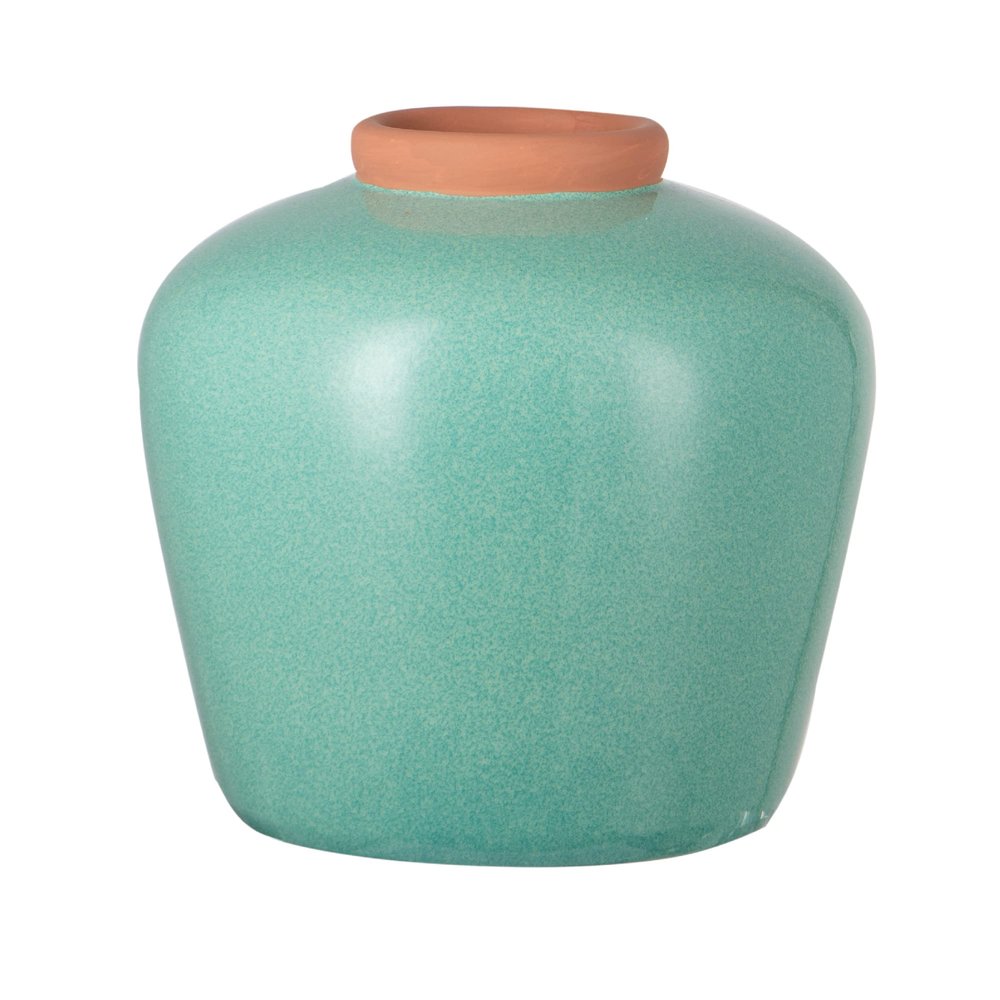 A&B Home Decorative Blue Ceramic Flower Vase, Home Decor Accent with Round Design, for Living Room Kitchen Entryway Tabletop Countertop Mantel, 10" x 10" x 9"