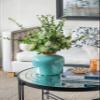 A&B Home Decorative Blue Ceramic Flower Vase, Home Decor Accent with Round Design, for Living Room Kitchen Entryway Tabletop Countertop Mantel, 10" x 10" x 9" view 2