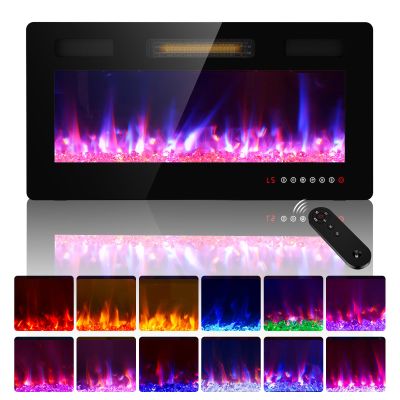 Zionheat 36 inches Electric Fireplace-Wall Fireplace for Living Room-Fireplace Heater Insert Wall Mounted with Remote Control,Timer,12 Flame Colors,750/1500W