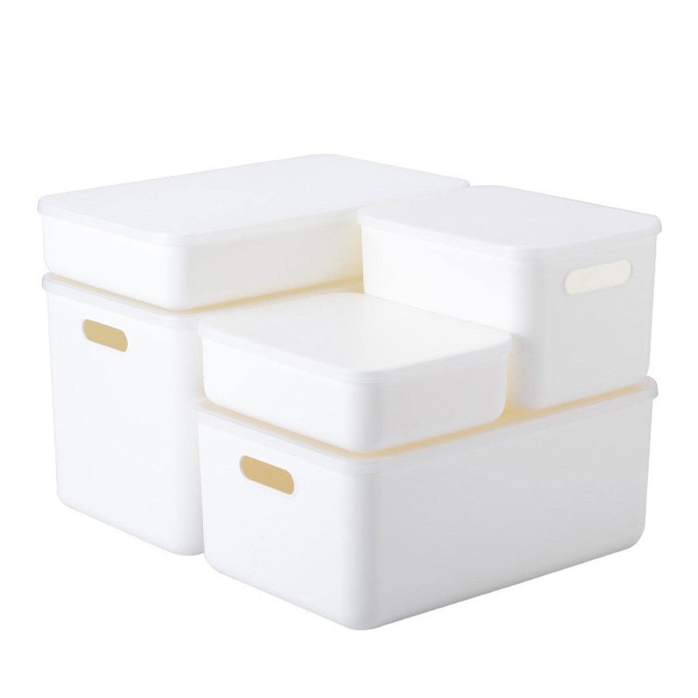 ANCATE Japanese-style pure white storage basket, wardrobe inside drawer organizing box, tabletop cosmetics storage box, covered stationery box  082L