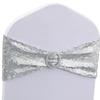 Pack of 100 Sequin Silver Chair Sashes Bows Glitter Chair Bands with Buckle view 1
