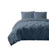 Linen Era Oversized King Plus 120 x 128 Pinch Pleated Duvet Cover Set Steel Blue Cotton with Zipper Closure & Corner Ties 3 Piece view 1