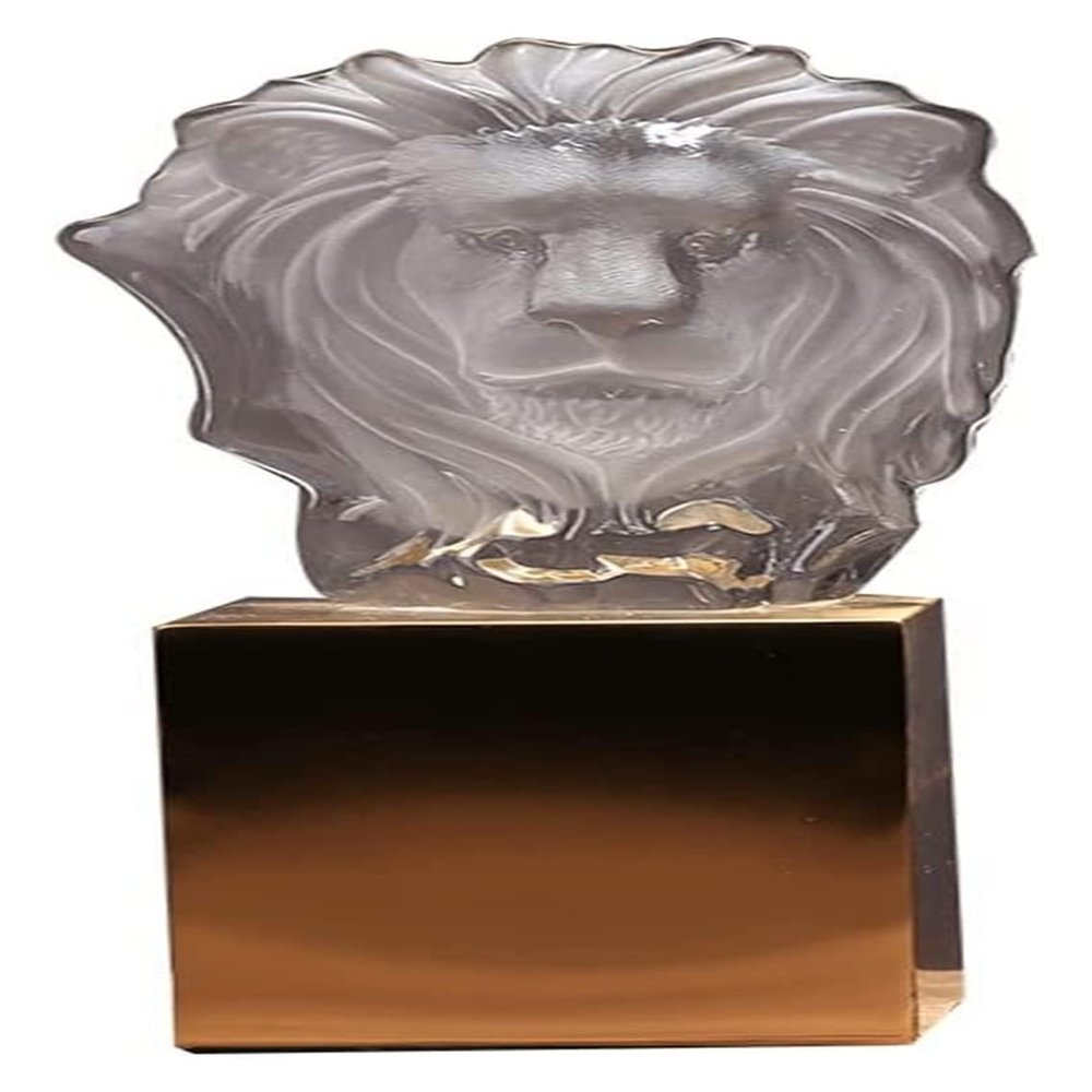 ALDEPO Sculpture Tabletop Crystal Glass Lion Head Sculpture Handmade Art Transparent Animal Bust Statue Decor (Size : Animal Horse)