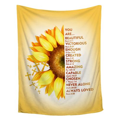 AMITAYUS Yellow Sunflower Prayer Blanket Bible Verse Healing Inspirational Sympathy Fleece Throw Religious Christian Gifts for Women Wife - Womens Gift Ideas - 90''x120''