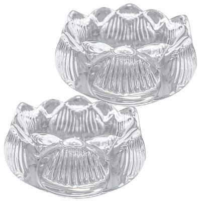 Zerodeko 2pcs Glass Lotus Candle Holders Decorative Candlestick Holders for Home Weddings and Meditation Elegant Design for Tealights and Taper Candles