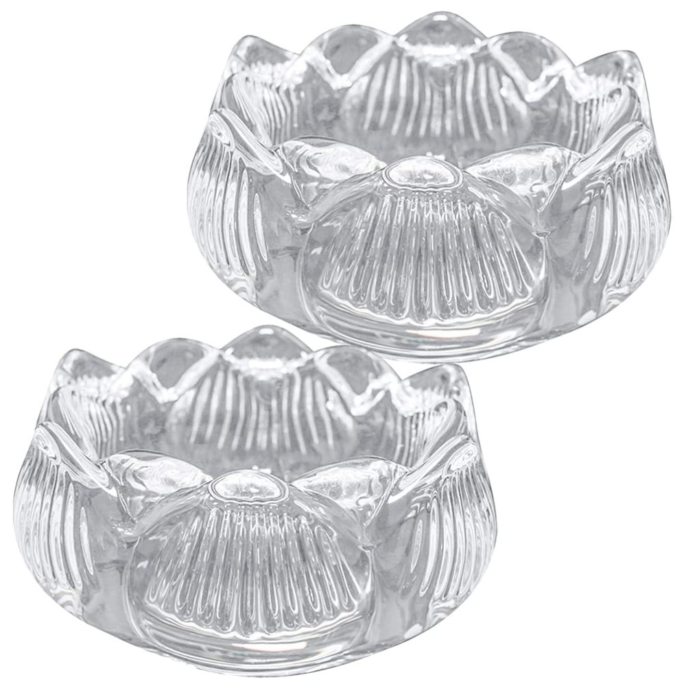 Zerodeko 2pcs Glass Lotus Candle Holders Decorative Candlestick Holders for Home Weddings and Meditation Elegant Design for Tealights and Taper Candles