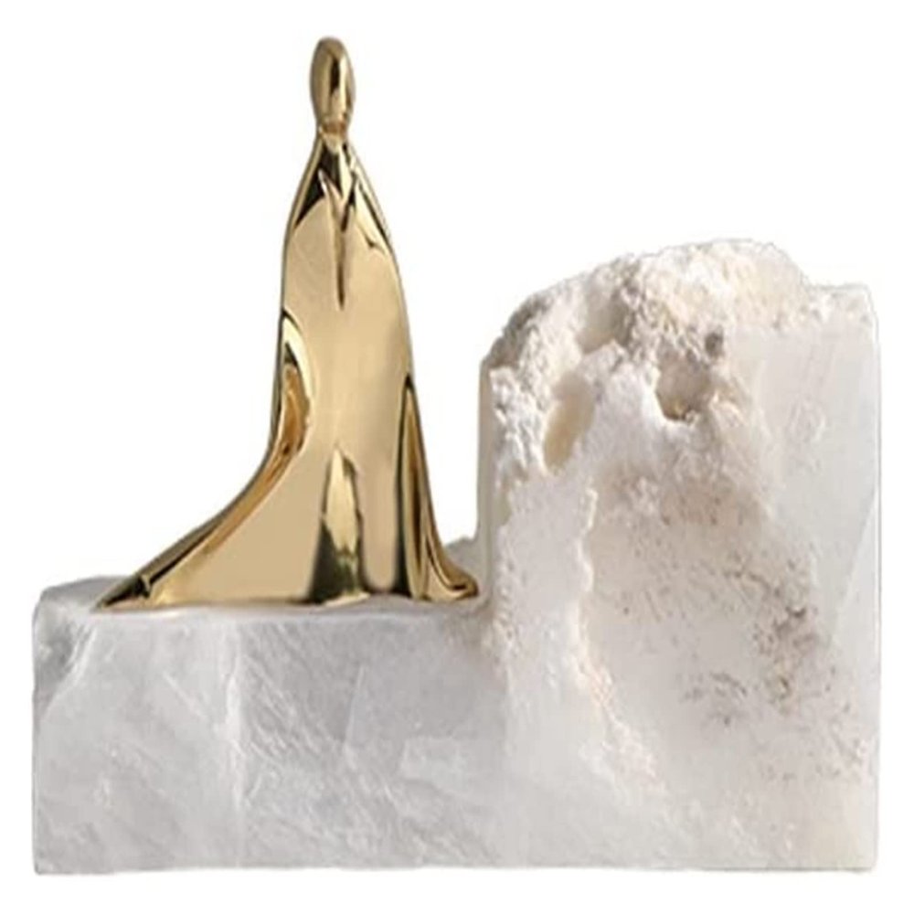 ALDEPO Sculpture Tabletop Natural Ore Metal Abstract Character Desktop Room Porch Statue