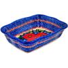 Polmedia Polish Pottery Rectangular Baker UNIKAT - Red Finesy Pattern Handmade in Boleslawiec Poland + Certificate of Authenticity view 1