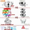 MIKULA Mixing Bowls Set, 22PCS Large Stainless Steel Mixing Bowl with Lids Set, Large Nesting Bowls 7/6/4.5/3.5/2.5QT, Measuring Cups and Spoons Baking Storage Metal Bowl for Kitchen Prep Supplies view 4