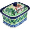 Polmedia Polish Pottery Mini Cake Box 4", Salt Box, UNIKAT - Cozy Bullfinch Pattern Handmade in Boleslawiec Poland by Ceramika Artystyczna + Certificate of Authenticity view 1