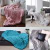 Chunky Knit Throw Blanket 70x78in, Super Warm Soft Chenille Yarn Cable Knitted Blankets and Throws Cozy Thick Crochet Blanket, Chunky Knit Blankets for Bed view 2