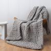 Chunky Knit Throw Blanket 70x78in, Super Warm Soft Chenille Yarn Cable Knitted Blankets and Throws Cozy Thick Crochet Blanket, Chunky Knit Blankets for Bed view 3