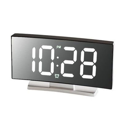 Led Alarm Clock Digital Electronic Alarm Clocks Curved Screen Mirror Temperature Clock with Snooze Function Desk Clock (Color : 669white)
