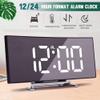 Led Alarm Clock Digital Electronic Alarm Clocks Curved Screen Mirror Temperature Clock with Snooze Function Desk Clock (Color : 669white) view 2
