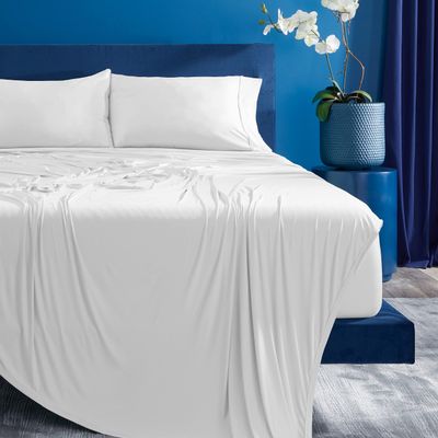 Bedgear Ver-Tex Sheet Set Cooling Bed Sheets, Ultra-Soft Feel, Powerband Secure Fit Fitted Sheet, Flat Sheet, 2 Pillowcases Cooler Fabric, Breathable, Comfortable Bedding, Queen, Bright White