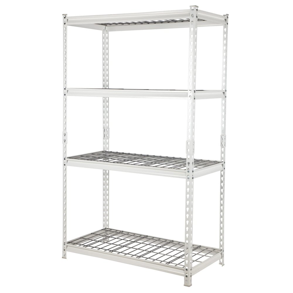 Pachira 30" W x 12" D x 60" H Adjustable Height 4-Shelf Steel Shelving Unit Utility Organizer Rack for Home, Office, and Warehouse, White