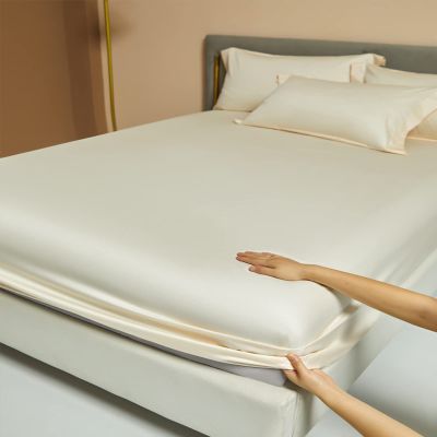 FCLDESHOP Moisture Wicking Fitted Bed Sheets,Pure Cotton Solid Color Deep Pocket Mattress Protector, Comfortable Mattress Topper Fits 12/30cm Deep Mattresses,Beige,180cmx200cm30cm
