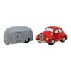 1 Set Of Kissing Red Vintage Car And Grey Camper Trailer Magnetic Salt And Pepper Shakers view 1