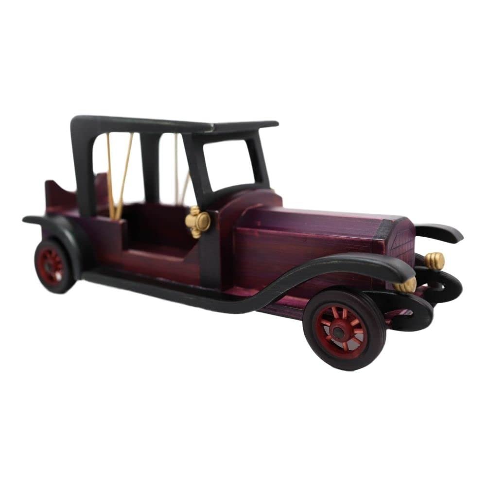 1 Pcs of Hand Made Wood Retro Antique Style Purple Model T Sedan Car Wine Holder Figurine