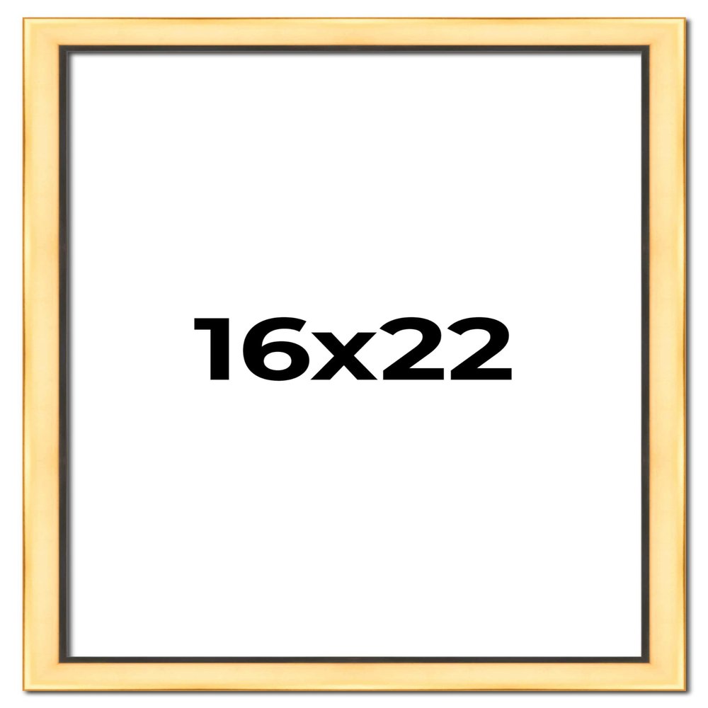 Poster Palooza 16x22 Frame Gold With Black Lip Solid Wood Picture Frame | 1.25 Inch Moulding Width | With UV Acrylic Plexiglass, Foam Board Backing & Hang Hardware Included