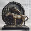Bronze Horse Heads Bust Statue Stable Equestrian BARN Art Deco Marble Sculpture Decorative Artwork by Think Bronze view 1