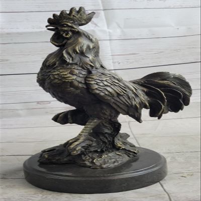 12 "Chinese Bronze Folk Money Wealthy Zodiac Year Rooster Cock Statue Feng Shuiu Decorative Artwork by Think Bronze