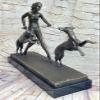 After Marcel Andr Bouraine (French 1886-1948) Bronze, A Nude with Two Greyhou Decorative Artwork by Think Bronze view 1