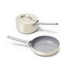 Caraway Mini Cookware Set - Non-Stick Ceramic Fry Pan (1.05 qt, 8") Sauce Pan (1.75 qt) & Storage Rack - Non Toxic, PTFE & PFOA Free - Oven Safe & Stovetop Agnostic (Gas, Electric & Induction) - Cream view 1