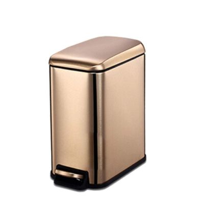 DYPASA Wastepaper Basket Stainless Steel Pedal Trash Can Household Bathroom Kitchen Living Room Small Trash Can Garbage Can (Color : Gold)