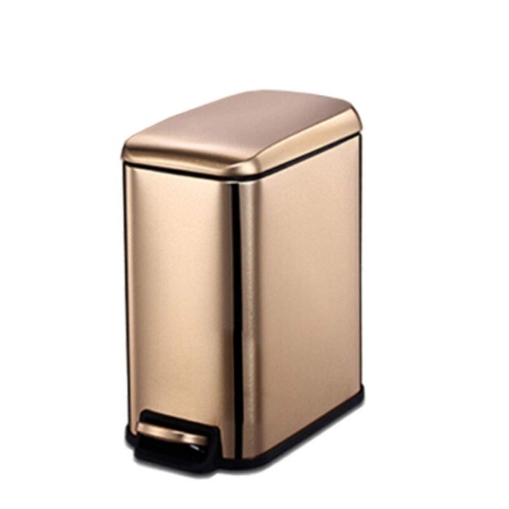 DYPASA Wastepaper Basket Stainless Steel Pedal Trash Can Household Bathroom Kitchen Living Room Small Trash Can Garbage Can (Color : Gold)