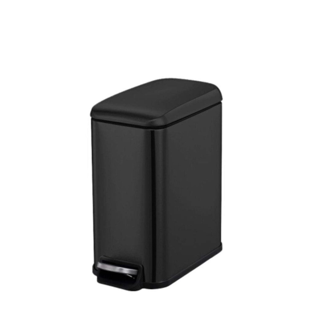 DYPASA Wastepaper Basket Stainless Steel Pedal Trash Can Household Bathroom Kitchen Living Room Small Trash Can Garbage Can (Color : Black)
