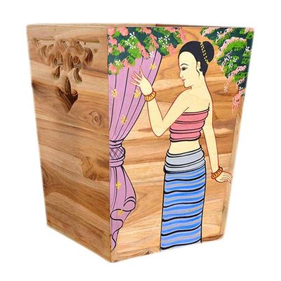 DYPASA Wastepaper Basket 1.6 Gallons Wood Waste Bin Decorative Trash Can Square Wastebasket Recycle Bin for Living Room Bedroom Office Trash Can Garbage Can