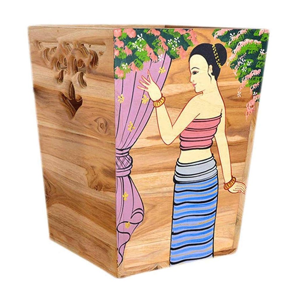 DYPASA Wastepaper Basket 1.6 Gallons Wood Waste Bin Decorative Trash Can Square Wastebasket Recycle Bin for Living Room Bedroom Office Trash Can Garbage Can