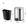 DYPASA Wastepaper Basket Stainless Steel Pedal Trash Can Household Bathroom Kitchen Living Room Waste Bin Silent Descending Cover Brushed Matte Appearance Trash Can 6 Liters (1.6 Gallons) Garbage Can view 2