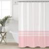 Anzona Pink Color Block Waterproof Shower Curtains Set - Standard 66 x 72 Inch, Simple Line Famrhouse Modern Art Polyester Fabric Bathroom Curtain with 12 Hooks, Bathroom Accessories, 1 Panel view 1