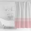 Anzona Pink Color Block Waterproof Shower Curtains Set - Standard 66 x 72 Inch, Simple Line Famrhouse Modern Art Polyester Fabric Bathroom Curtain with 12 Hooks, Bathroom Accessories, 1 Panel view 3