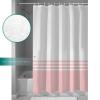 Anzona Pink Color Block Waterproof Shower Curtains Set - Standard 66 x 72 Inch, Simple Line Famrhouse Modern Art Polyester Fabric Bathroom Curtain with 12 Hooks, Bathroom Accessories, 1 Panel view 4