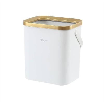 DYPASA Garbage Recycling Bin Light Luxury Trash Can with Handle Simple Square Without Cover Trash Can Study Office Paper Basket Waste Bin Kitchen Trash Can