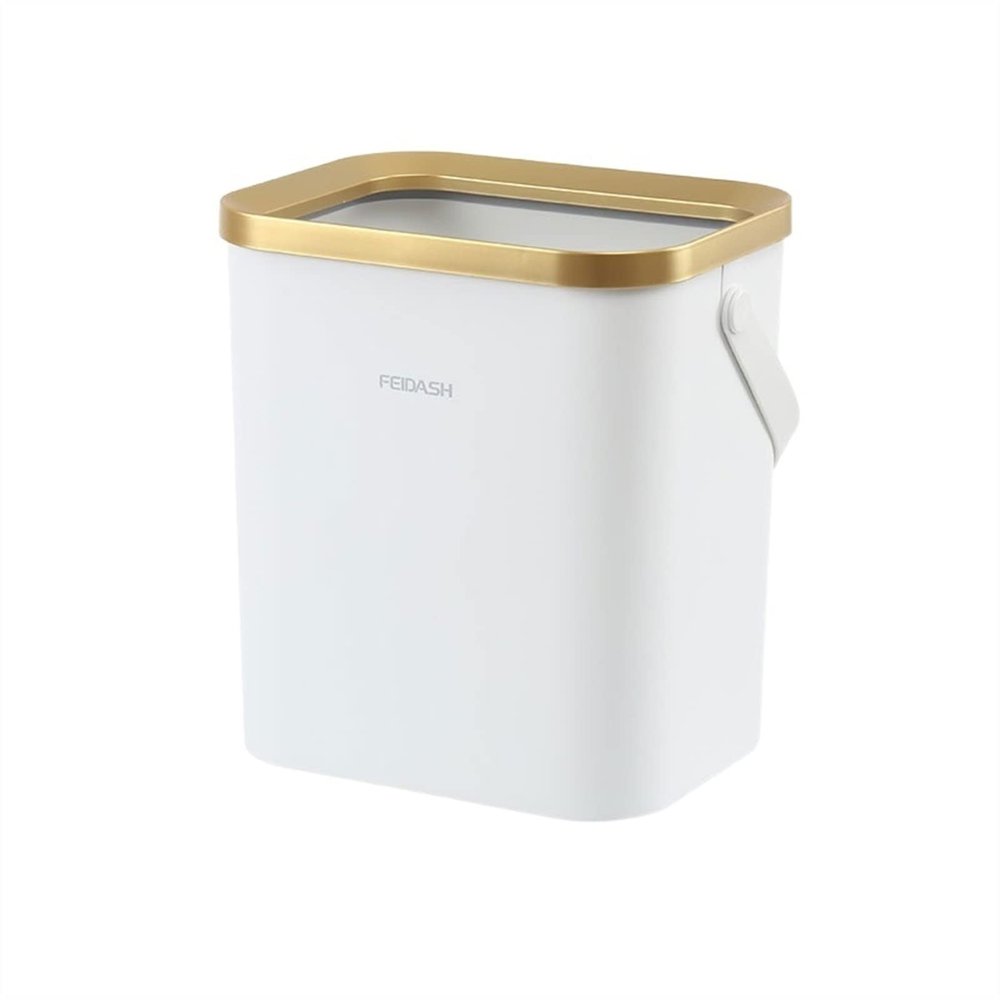 DYPASA Garbage Recycling Bin Light Luxury Trash Can with Handle Simple Square Without Cover Trash Can Study Office Paper Basket Waste Bin Kitchen Trash Can
