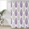 Anzona Purple and Grey Leaf Texture Waterproof Shower Curtains Set - Standard 72 x 72 Inch, Gray Abstract Art Leaves Polyester Fabric Bathroom Curtain with 12 Hooks, Bathroom Accessories, 1 Panel view 1