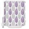 Anzona Purple and Grey Leaf Texture Waterproof Shower Curtains Set - Standard 72 x 72 Inch, Gray Abstract Art Leaves Polyester Fabric Bathroom Curtain with 12 Hooks, Bathroom Accessories, 1 Panel view 2