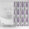 Anzona Purple and Grey Leaf Texture Waterproof Shower Curtains Set - Standard 72 x 72 Inch, Gray Abstract Art Leaves Polyester Fabric Bathroom Curtain with 12 Hooks, Bathroom Accessories, 1 Panel view 3